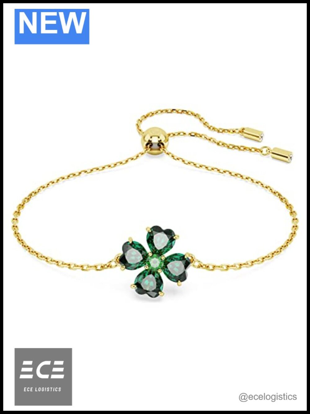 Swarovski Idyllia Clover Crystal Bracelet Gold-Tone Finish Link
